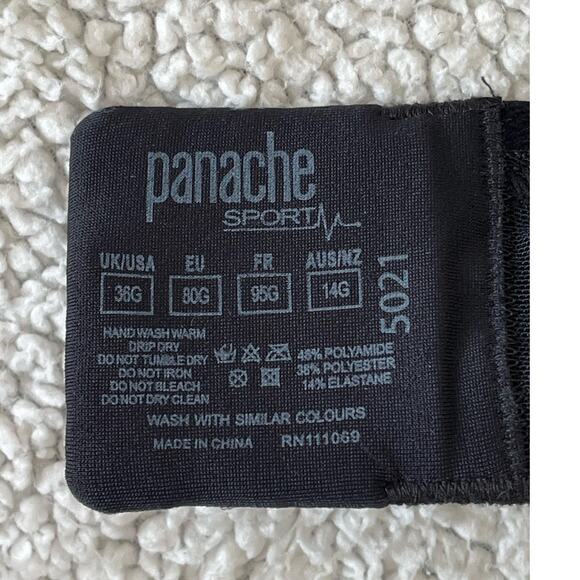 NWT Panache Black Sports Bra US Size 36G Power 5021 Underwire Active Support $79 - Picture 9 of 13